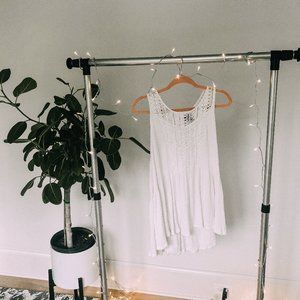 White Lace Jersey Peplum Tank || Torrid